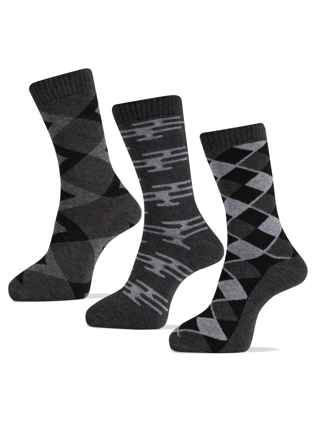 

RC. ROYAL CLASS Men Pack Of 3 Printed Calf Length Socks, Black