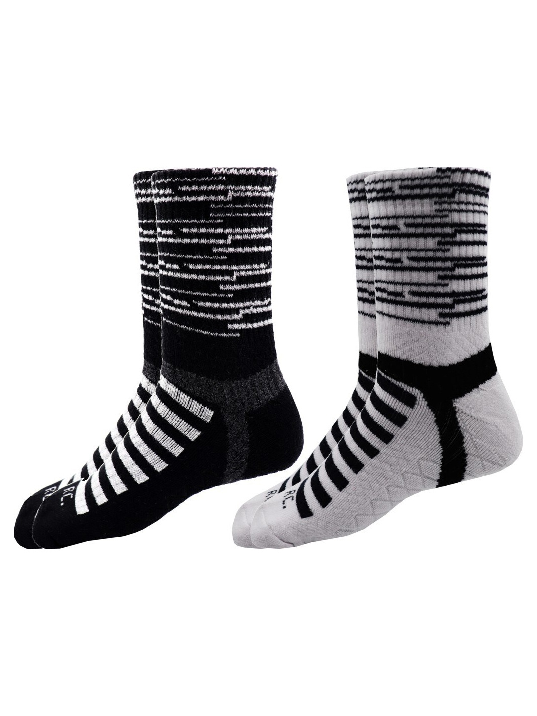 

RC. ROYAL CLASS Men Pack Of 2 Black & Grey Patterned Cotton Calf-Length Socks