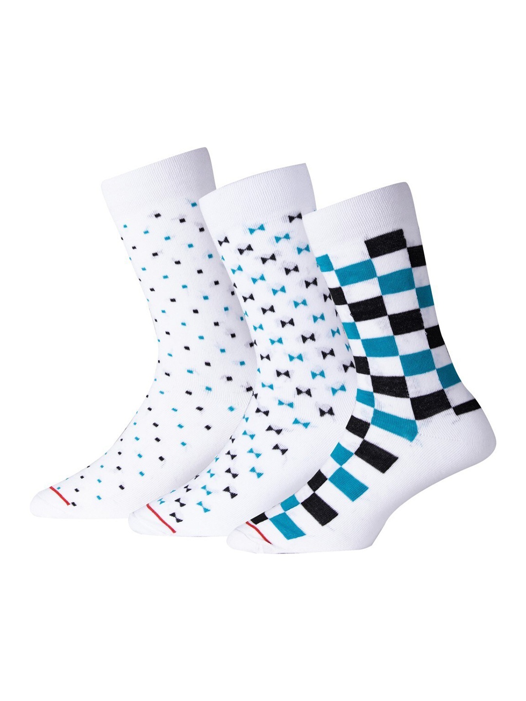 

RC. ROYAL CLASS Men Pack Of 3 Patterned Calf Length Socks, White