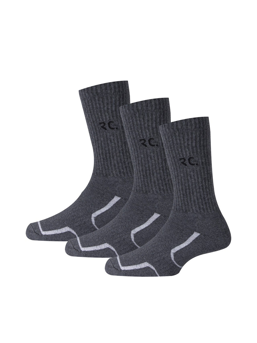 

RC. ROYAL CLASS Men Pack Of 3 Patterned Calf Length Socks, Black