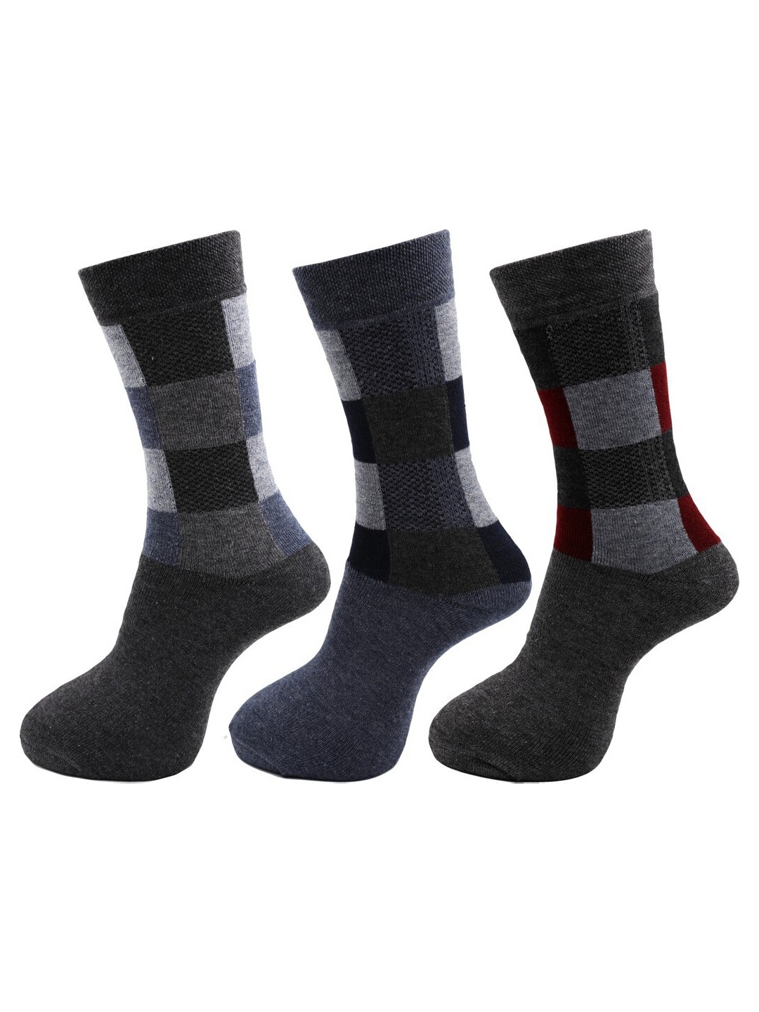 

RC. ROYAL CLASS Men Pack Of 3 Patterned Calf Length Socks, Black