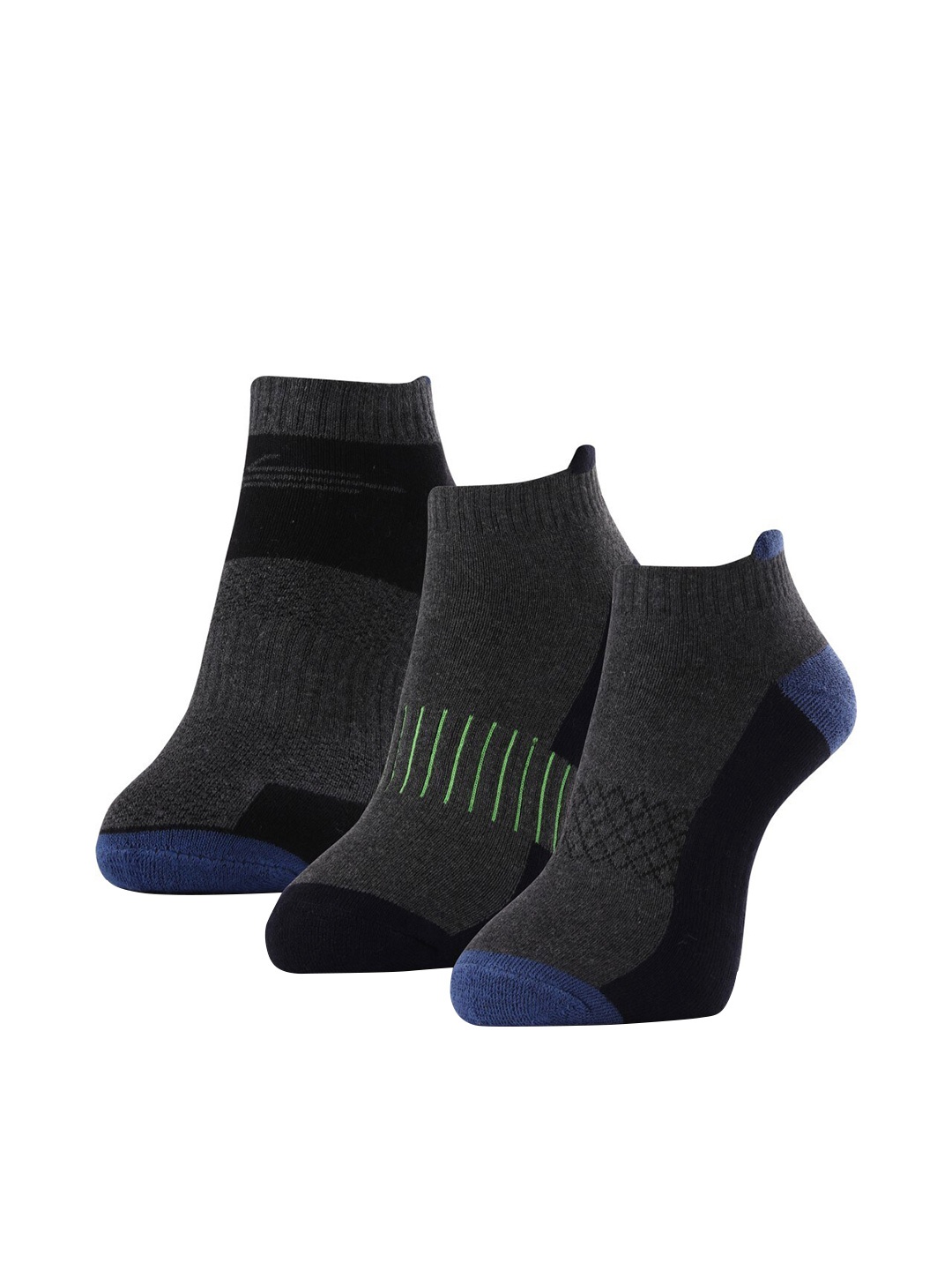

RC. ROYAL CLASS Men Pack Of 3 Patterned Ankle-Length Socks, Grey