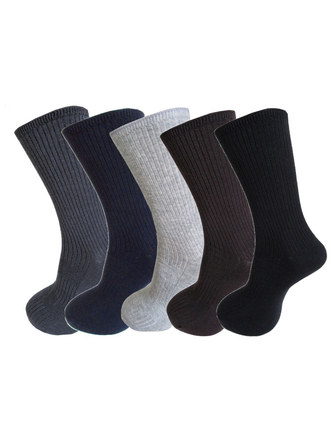 

RC. ROYAL CLASS Men Pack Of 5 Patterned Cotton Calf-Length Socks, Grey