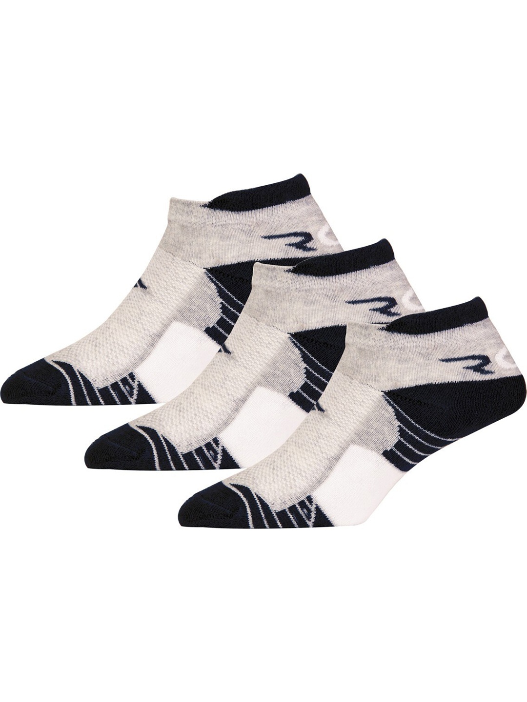 

RC. ROYAL CLASS Men Pack Of 3 Patterned Ankle-Length Socks, Grey