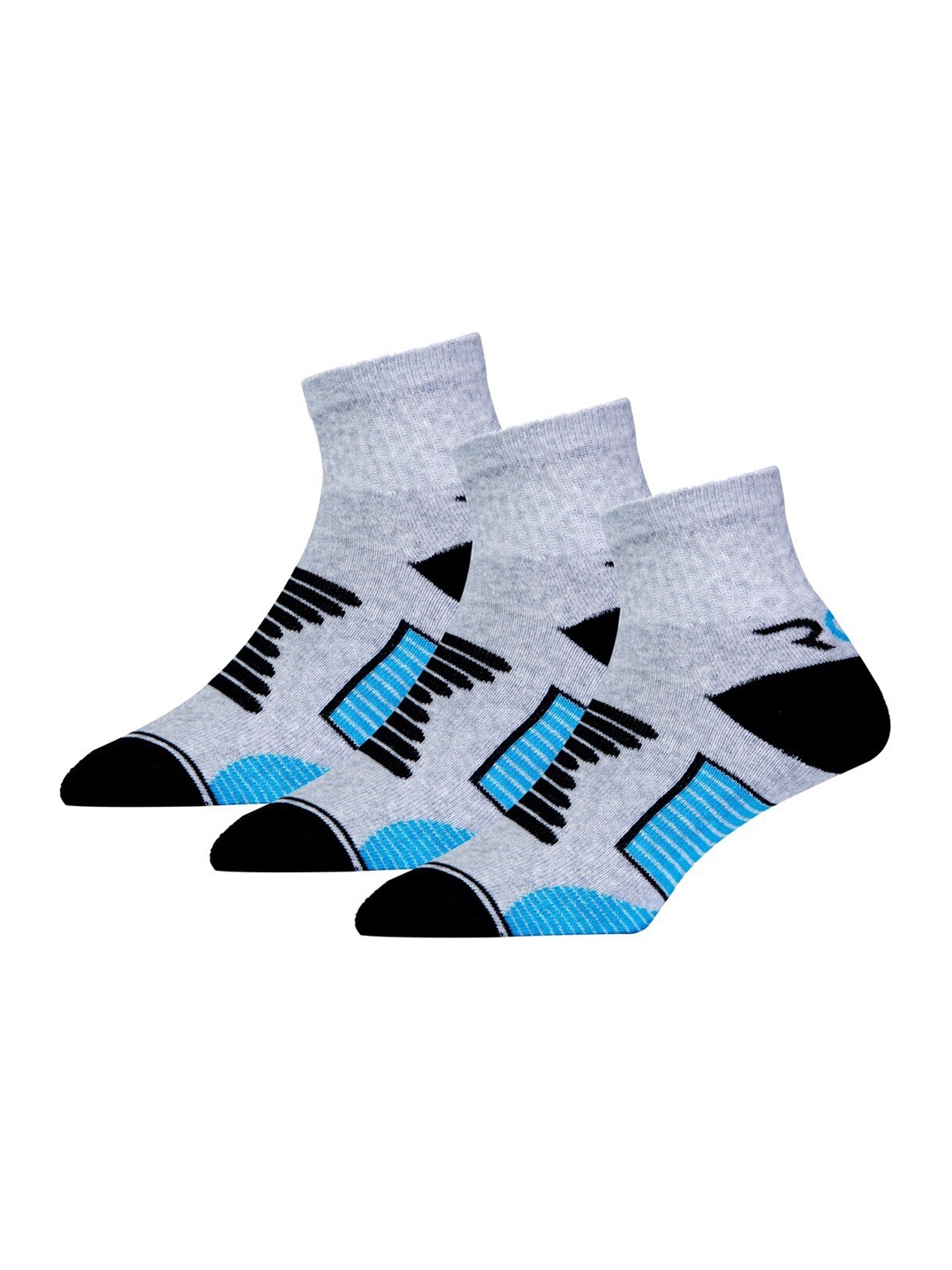 

RC. ROYAL CLASS Men Pack of 3 Patterned Ankle Length Socks, Grey