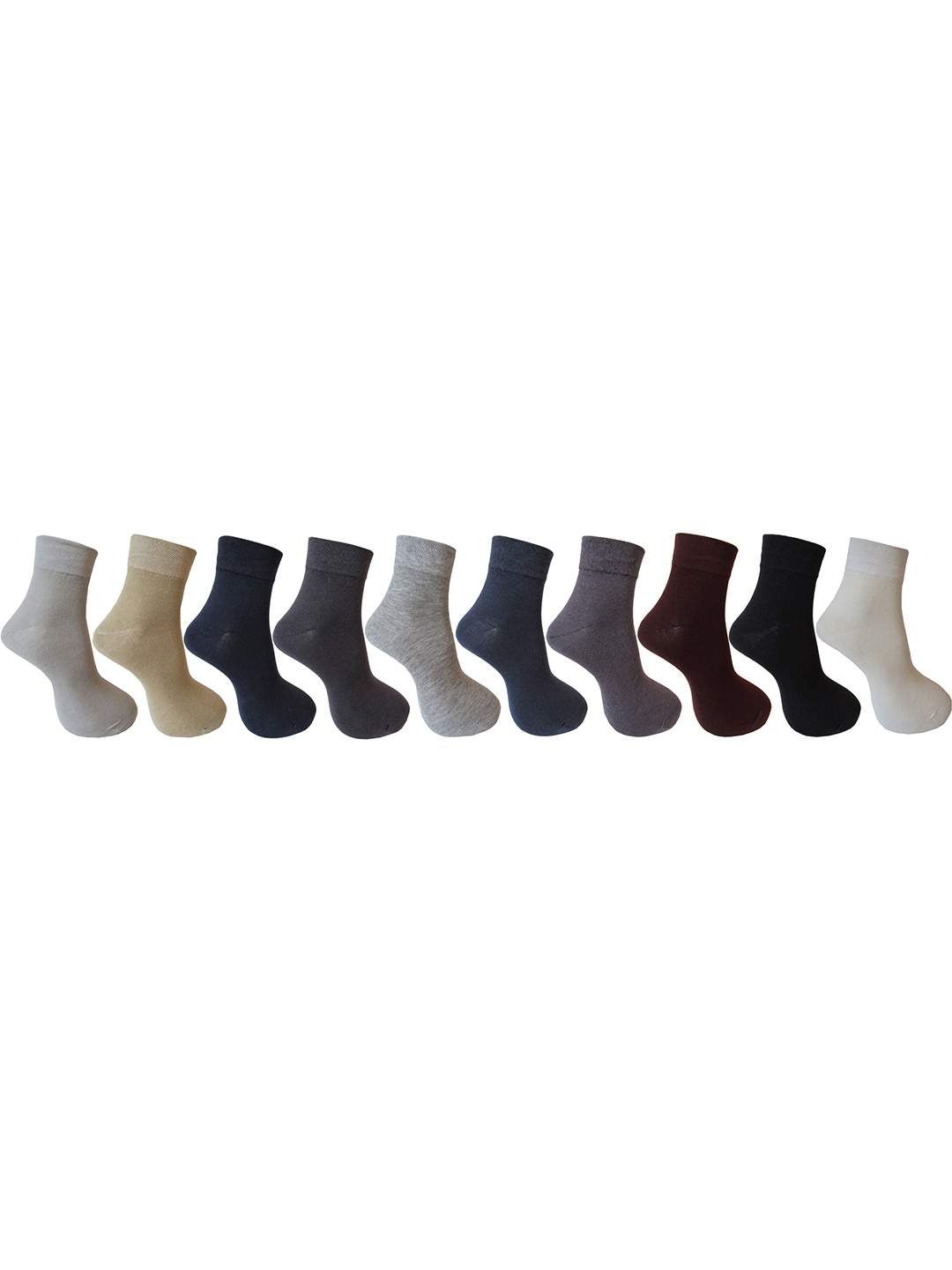 

RC. ROYAL CLASS Men Black And White Pack Of 10 Solid Ankle-Length Socks