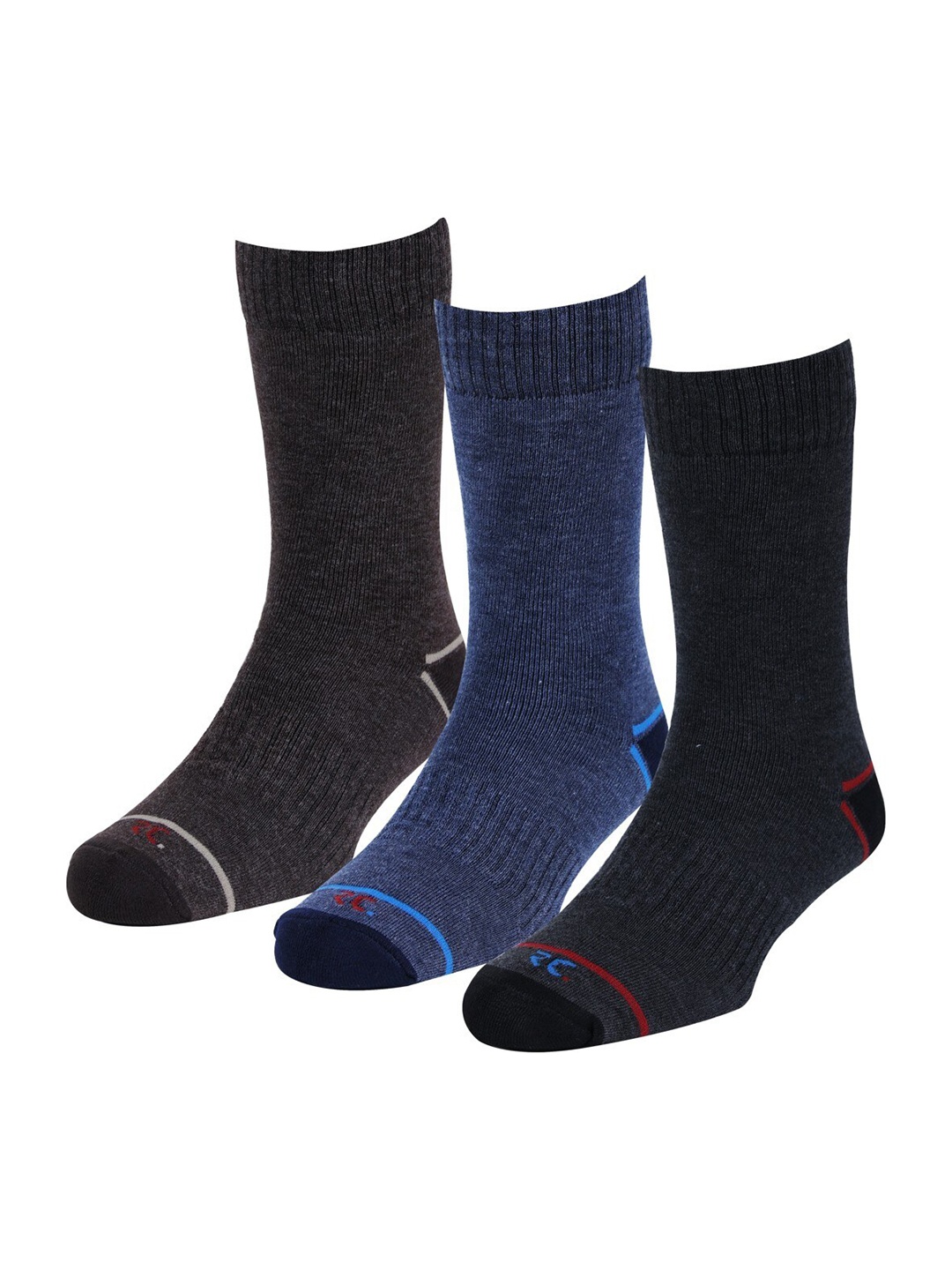

RC. ROYAL CLASS Men Pack Of 3 Patterned Calf-Length Socks, Grey