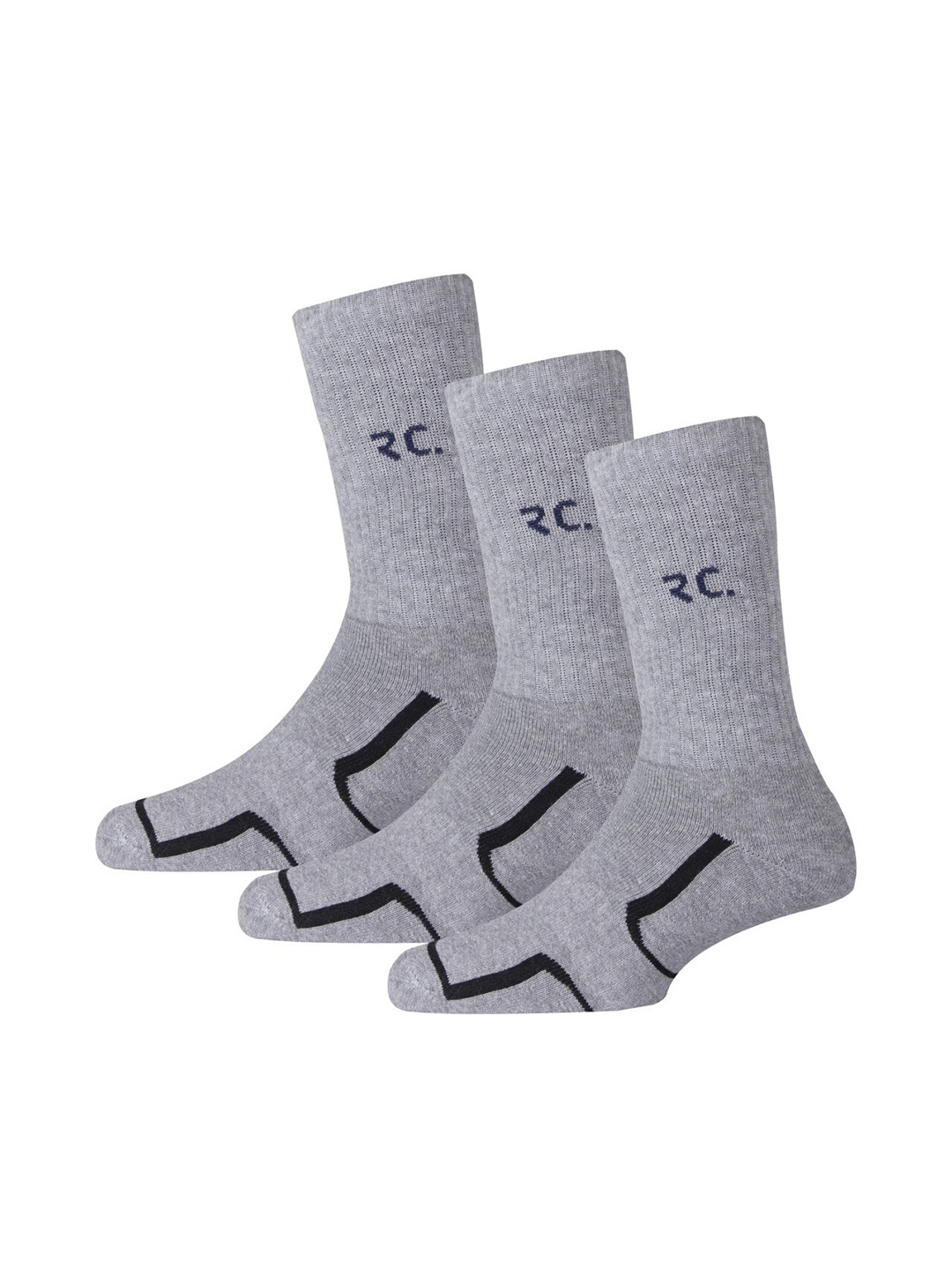 

RC. ROYAL CLASS Men Grey Pack Of 3 Patterned Calf Length Socks Pack of 3