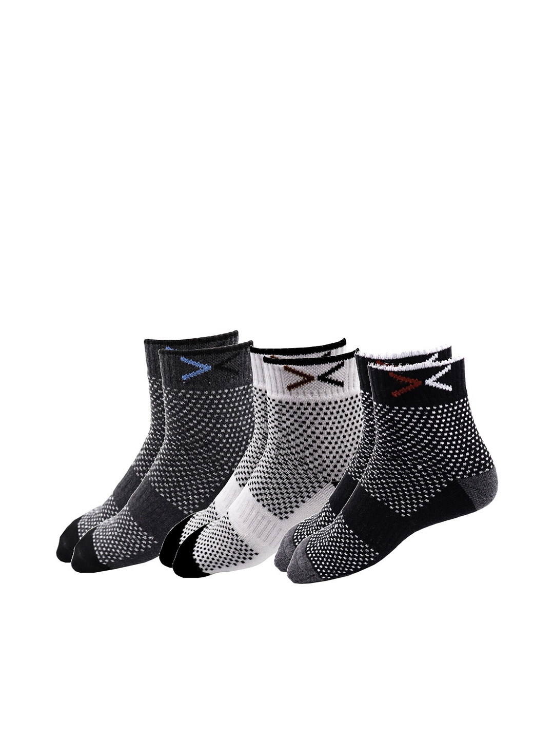 

RC. ROYAL CLASS Men Pack Of 3 Patterned Ankle Length Socks, White