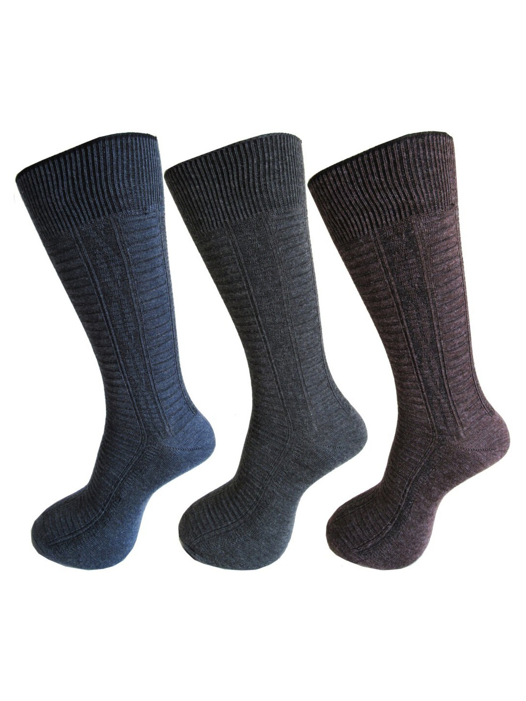 

RC. ROYAL CLASS Men Pack Of 3 Patterned Calf-Length Woolen Socks, Blue