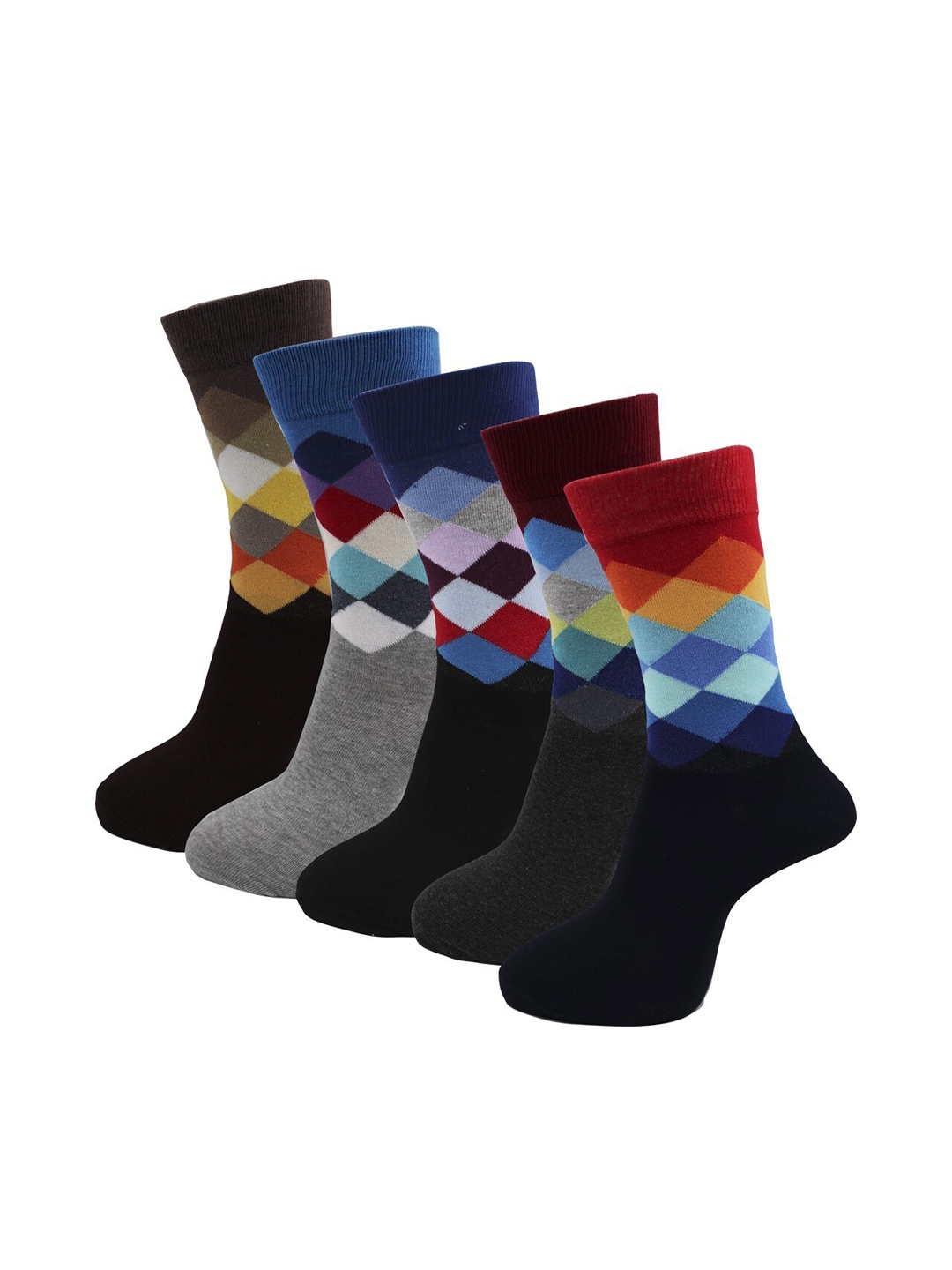 

RC. ROYAL CLASS Men Pack Of 5 Patterned Calf-Length Socks, Navy blue