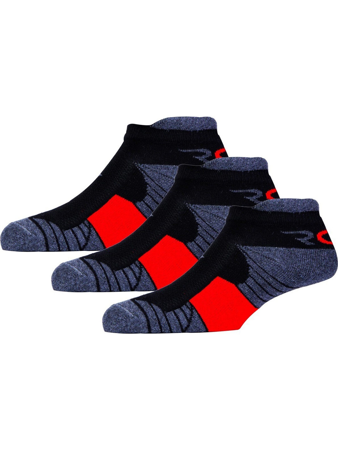 

RC. ROYAL CLASS Men Pack Of 3 Patterned Ankle Length Socks, Black