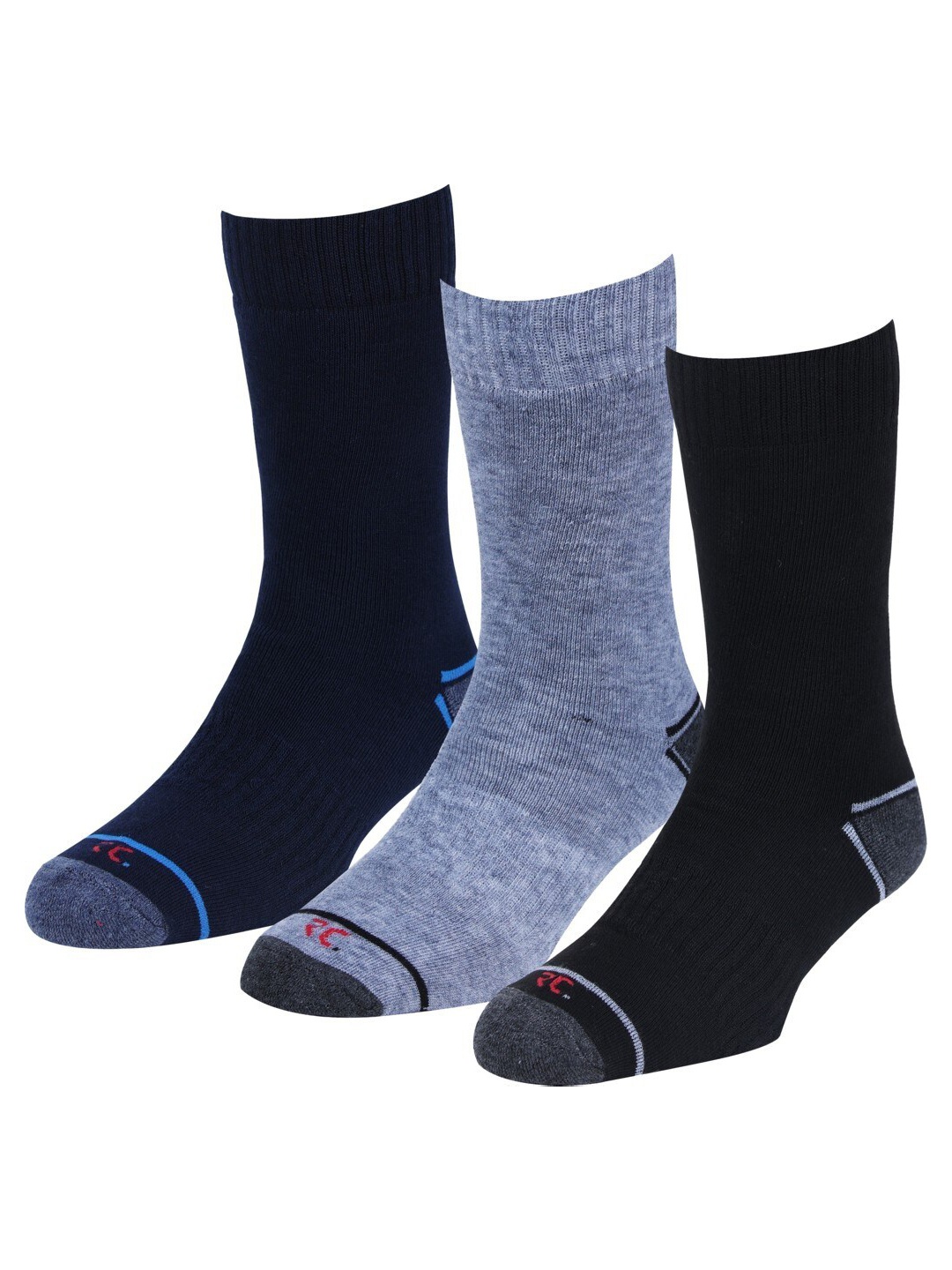 

RC. ROYAL CLASS Men Pack of 3 Black & Grey Patterned Calf Length Socks