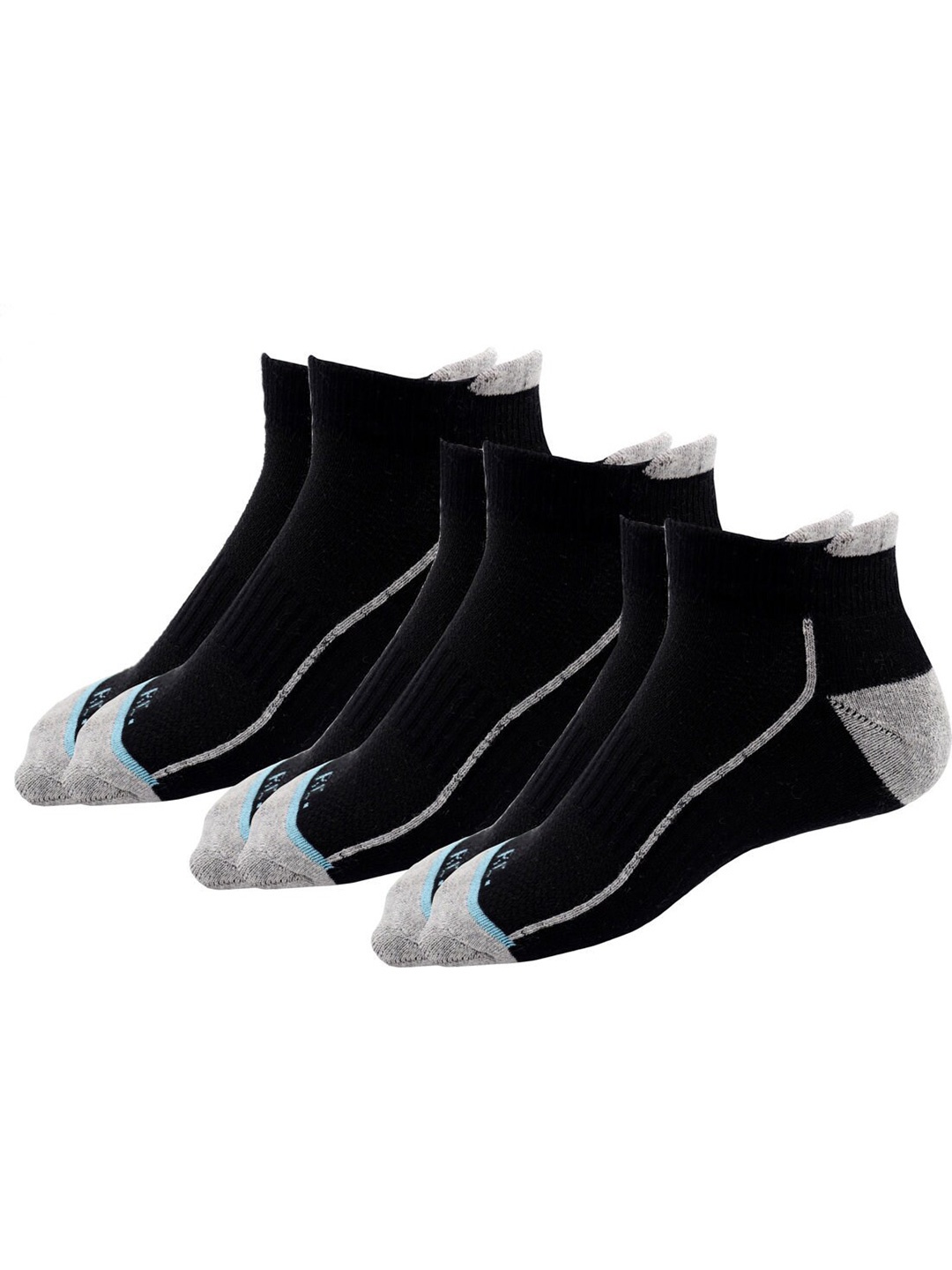 

RC. ROYAL CLASS Men Pack Of 3 Patterned Ankle Length Sports Socks, Black