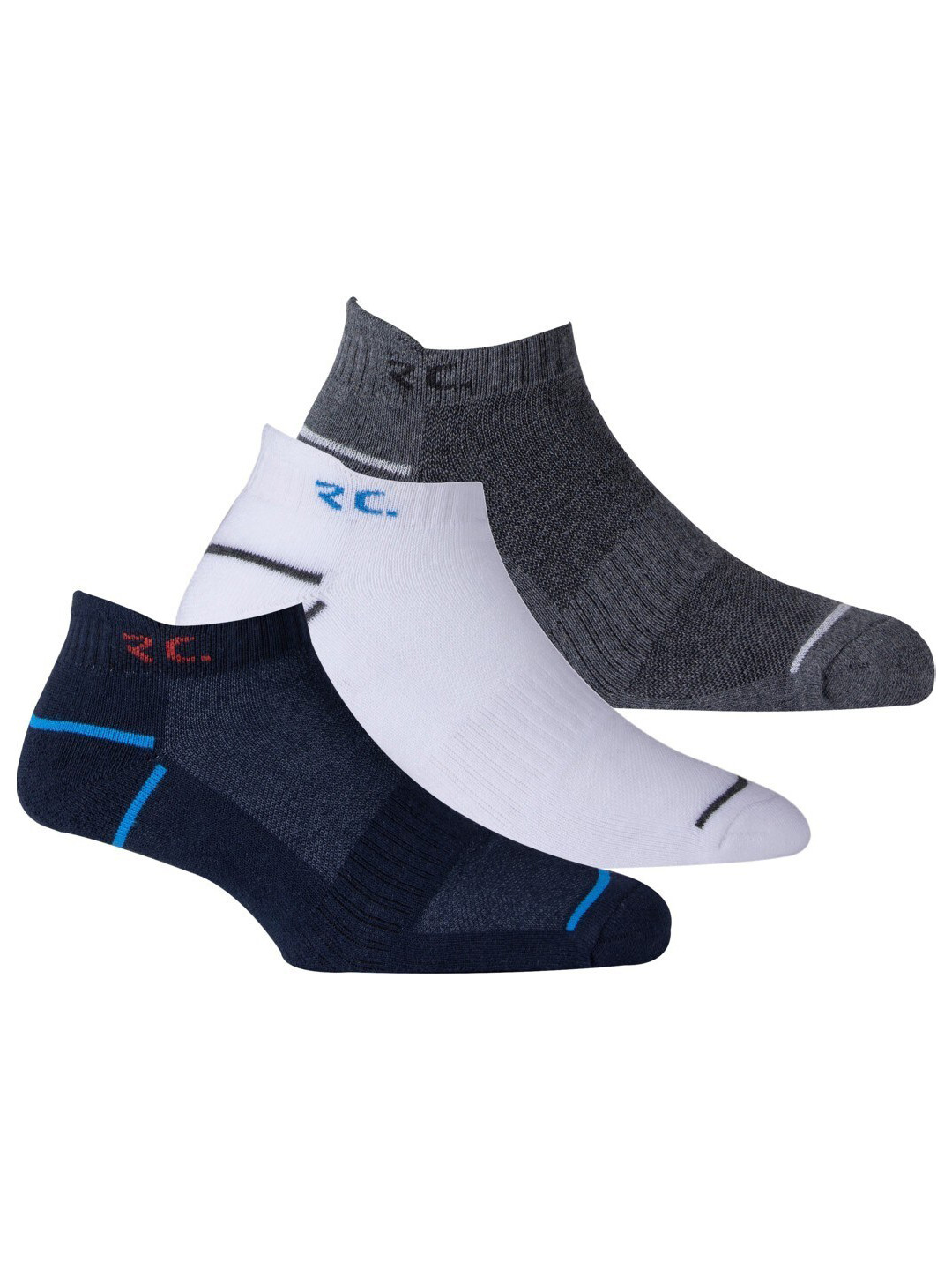 

RC. ROYAL CLASS Men Pack Of 3 Patterned Ankle Length Socks, Grey