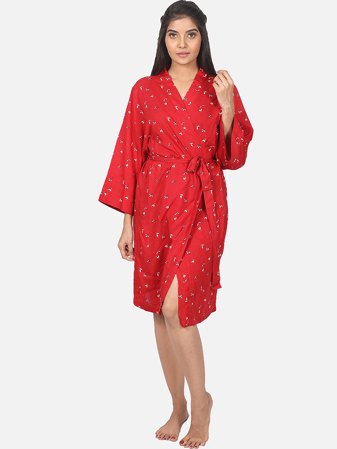 

BStories Women Red Printed Robe