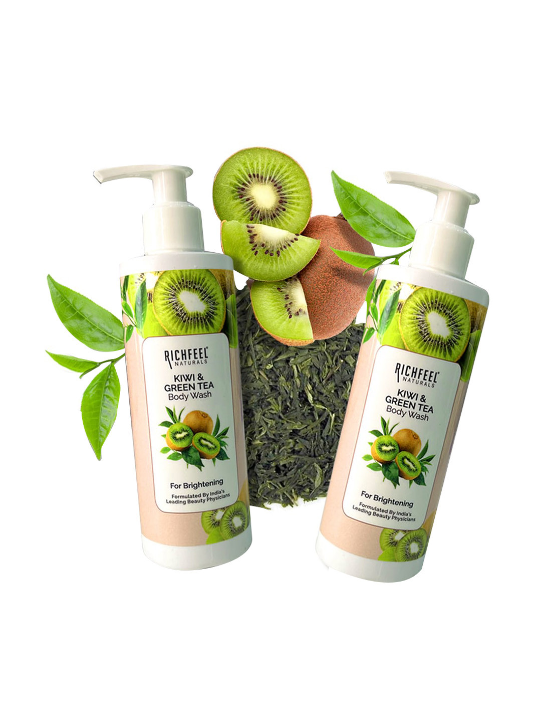 

Richfeel Set of 2 Kiwi & Green Tea Body Wash for Brightening - 200 ml Each