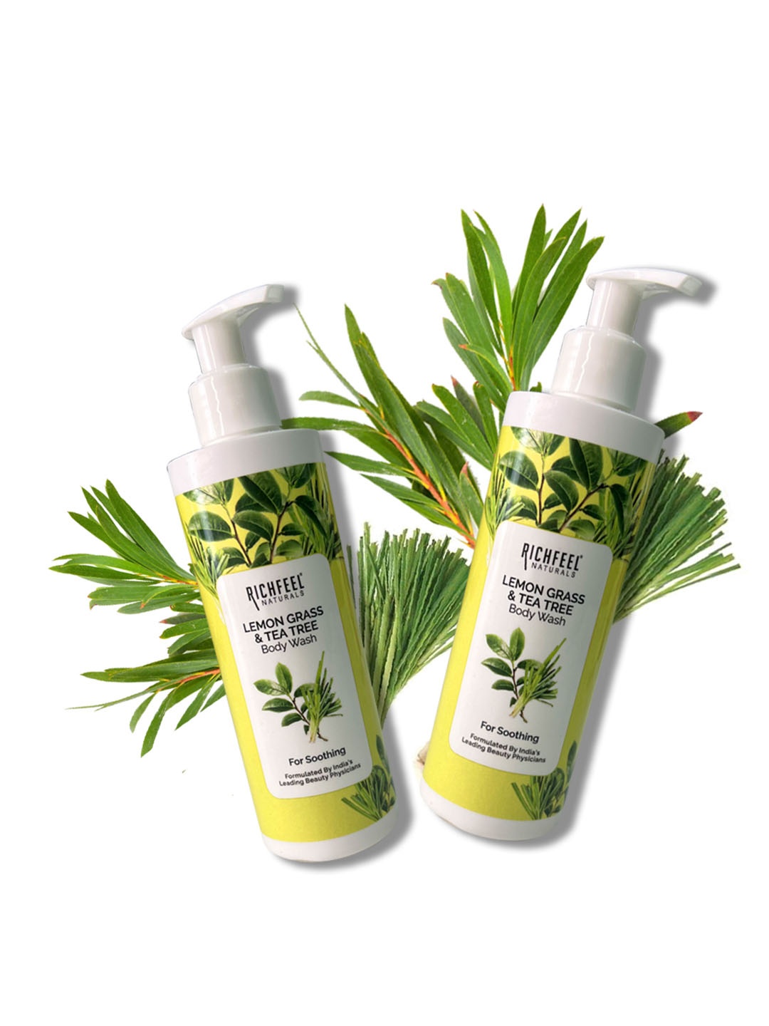 

Richfeel Set of 2 Lemon Grass & Tea Tree Body Wash for Soothing - 200 ml Each, Green