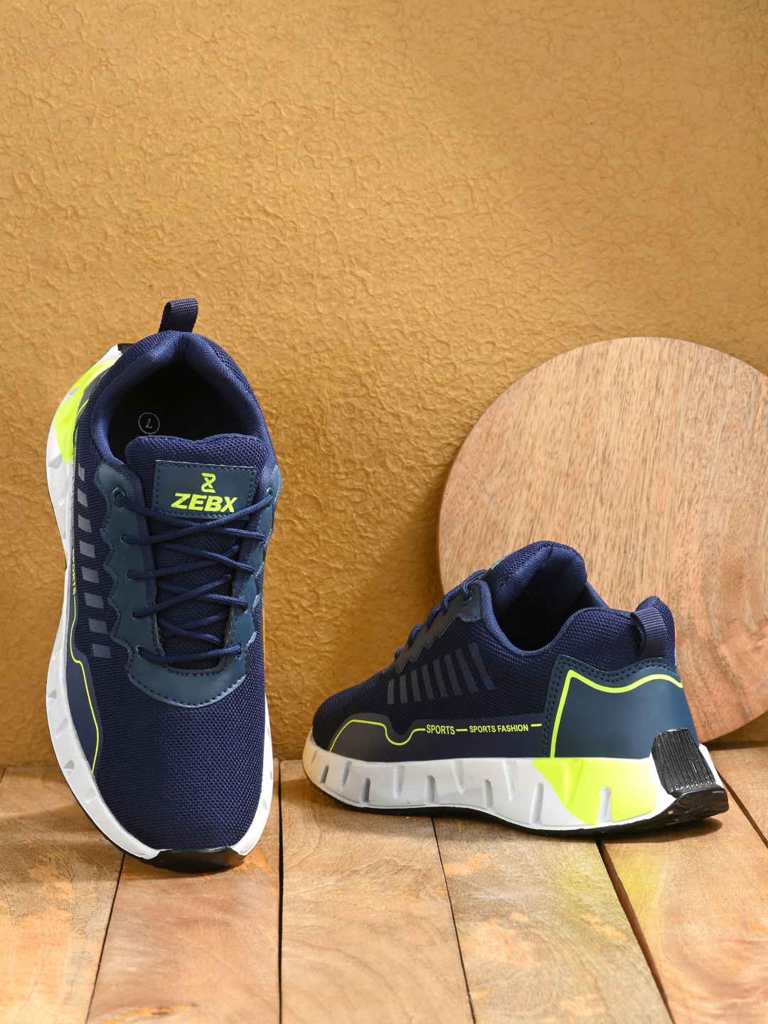 

ZEBX Men Blue Printed Lace Up Sports Sneakers