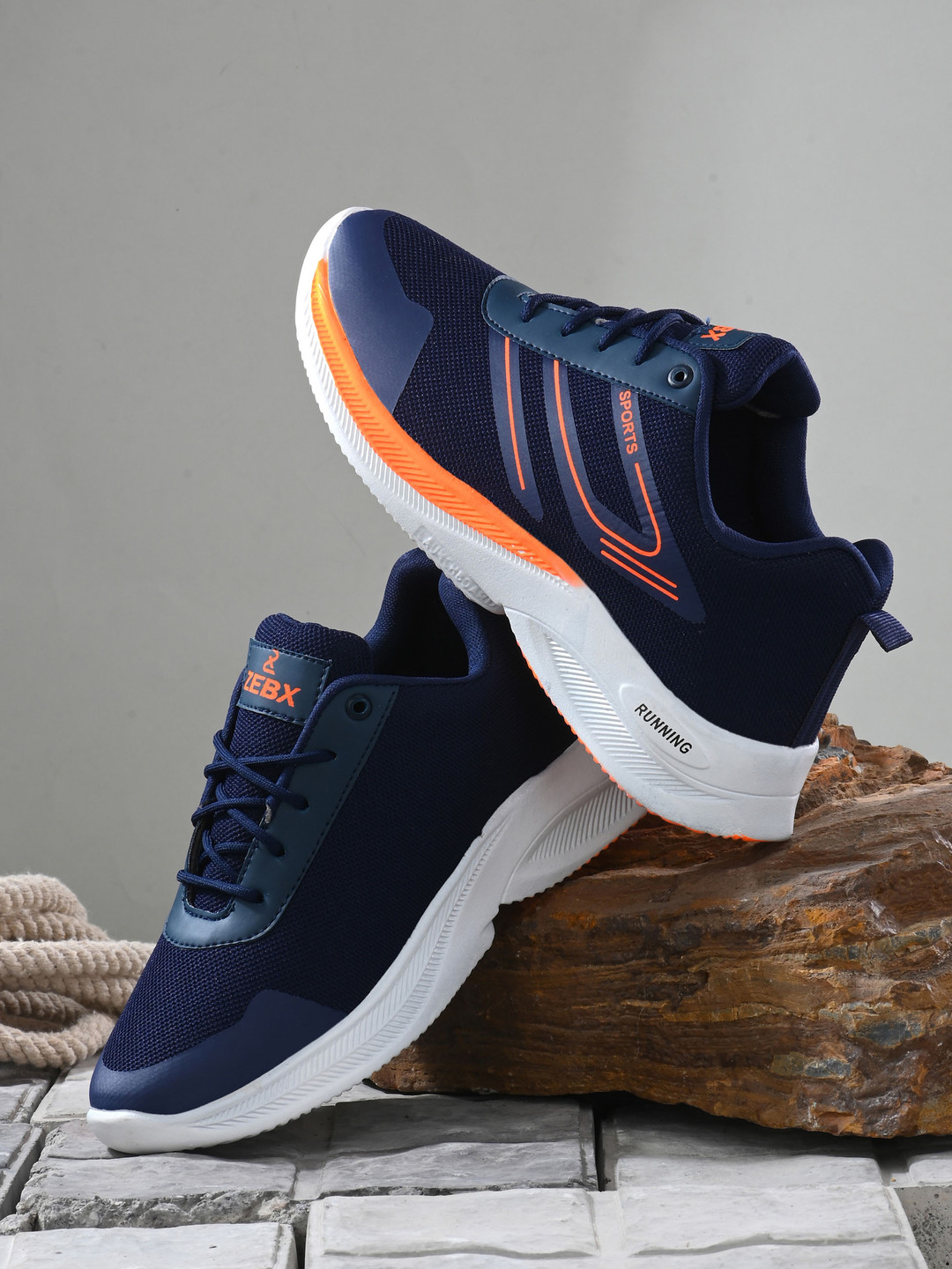

ZEBX Men Blue Woven Design Sneakers