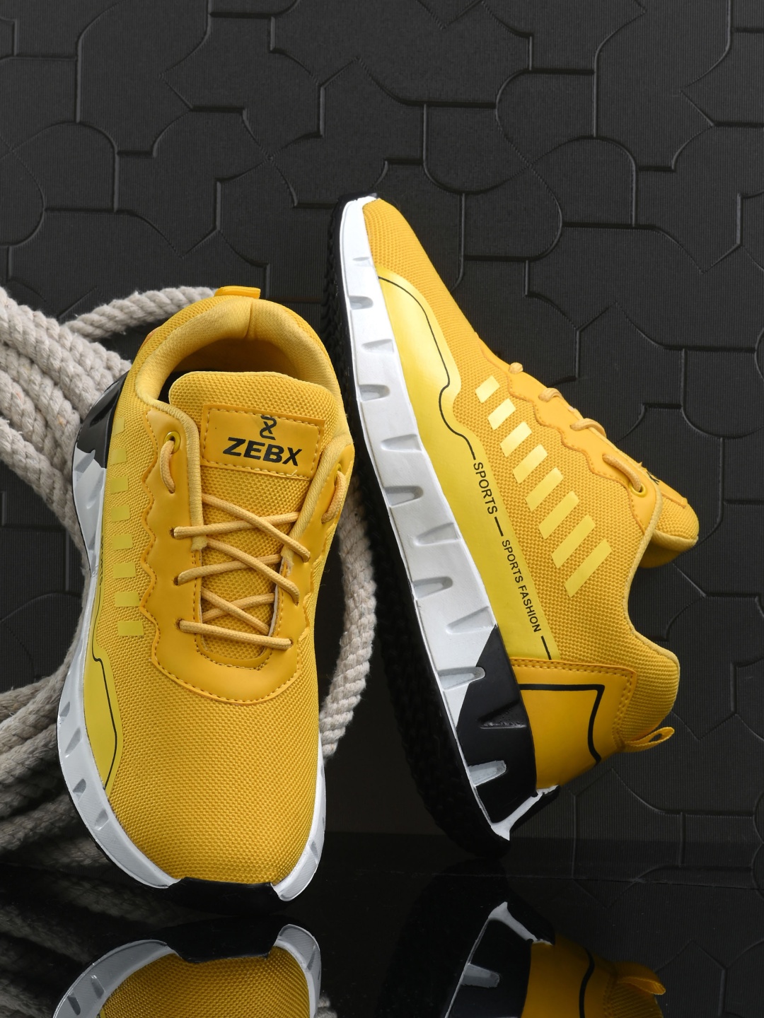 

ZEBX Men Yellow Colourblocked Lightweight Sneakers