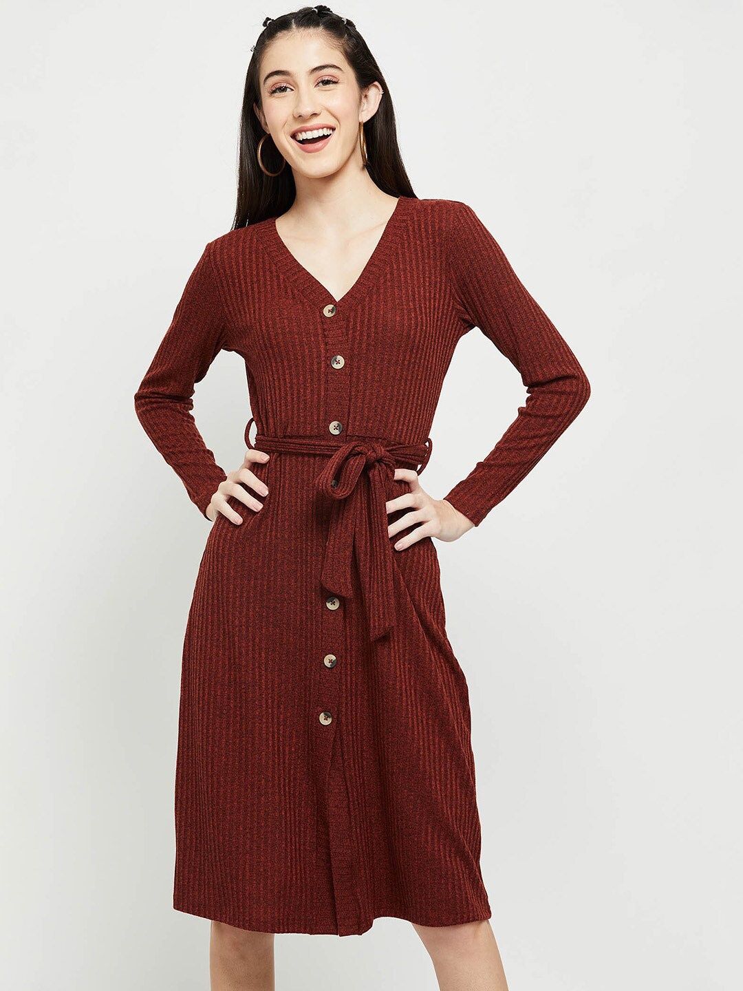 

max Women Rust Brown A-Line Dress