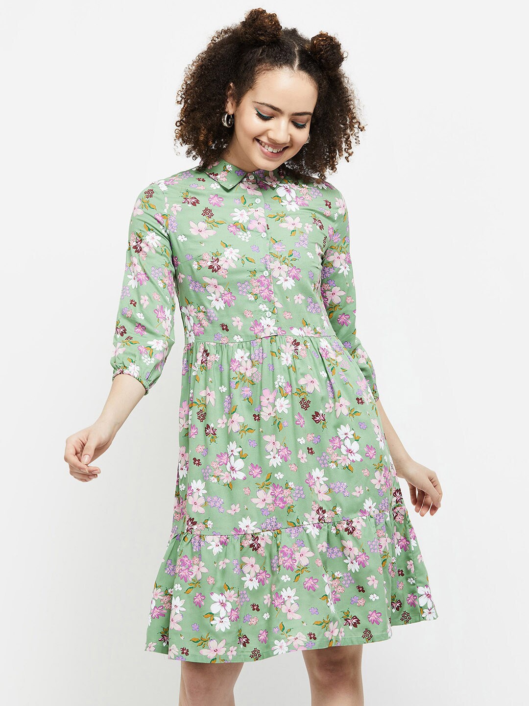

max Women Green Floral Dress