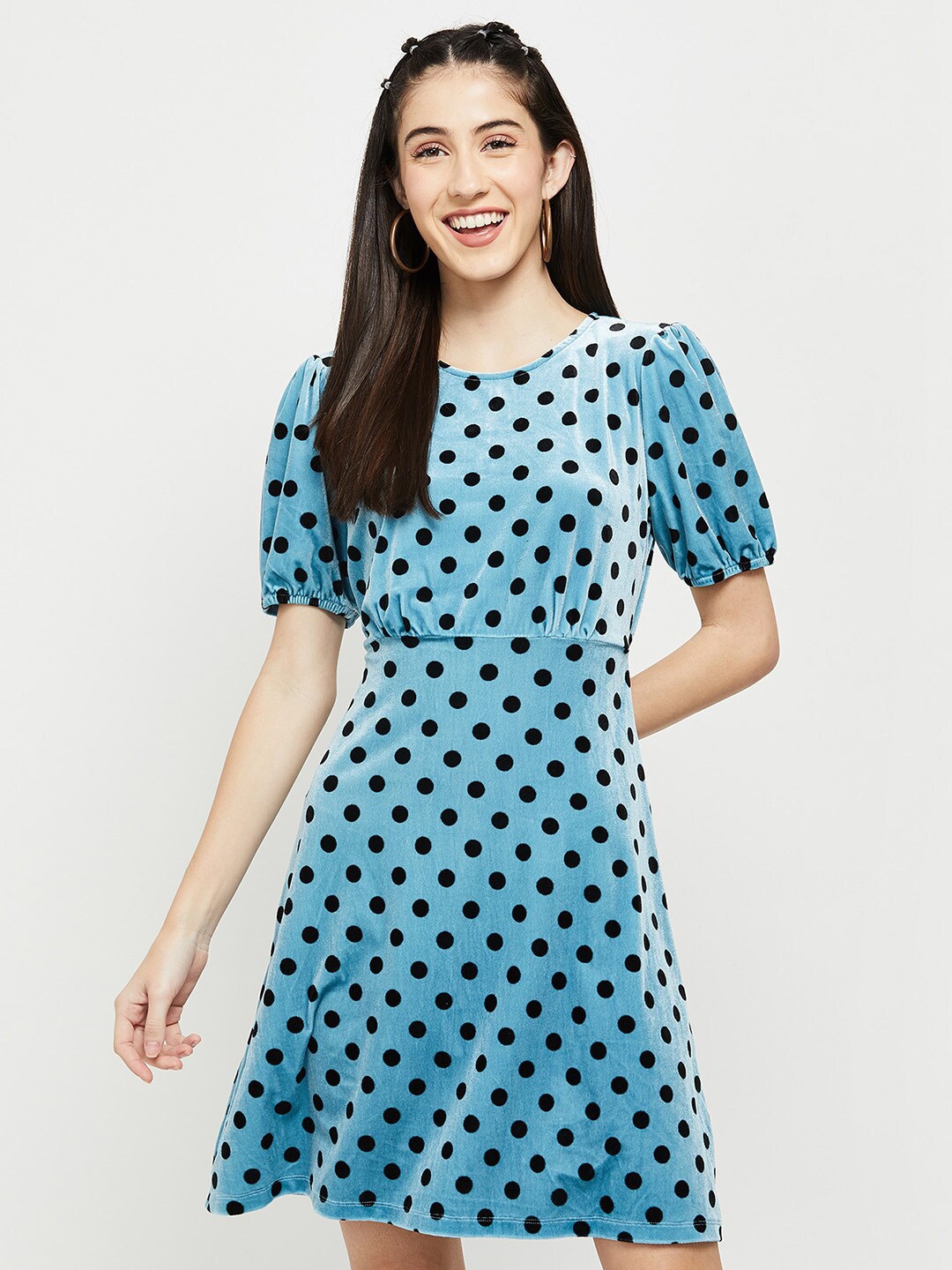 

Max Blue & Black Polka Dot Dress