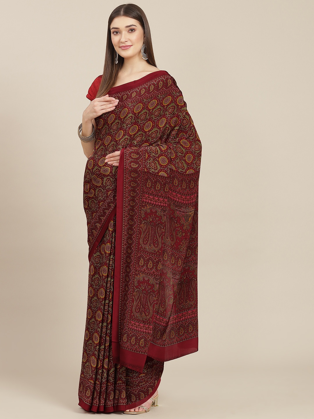 

Kasak Rose Floral Pure Crepe Saree