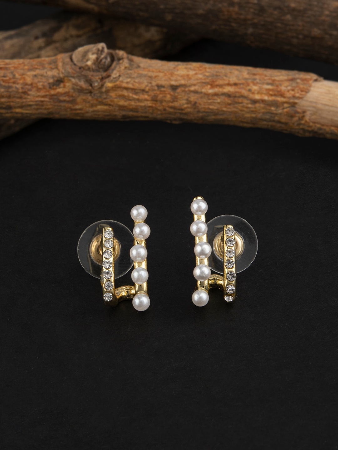 

E2O Gold-Toned Contemporary Studs Earrings