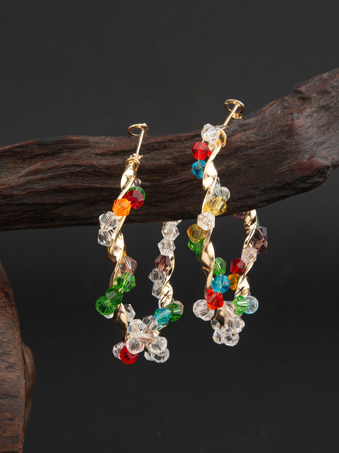 

E2O Gold-Plated Red & White Contemporary Drop Earrings
