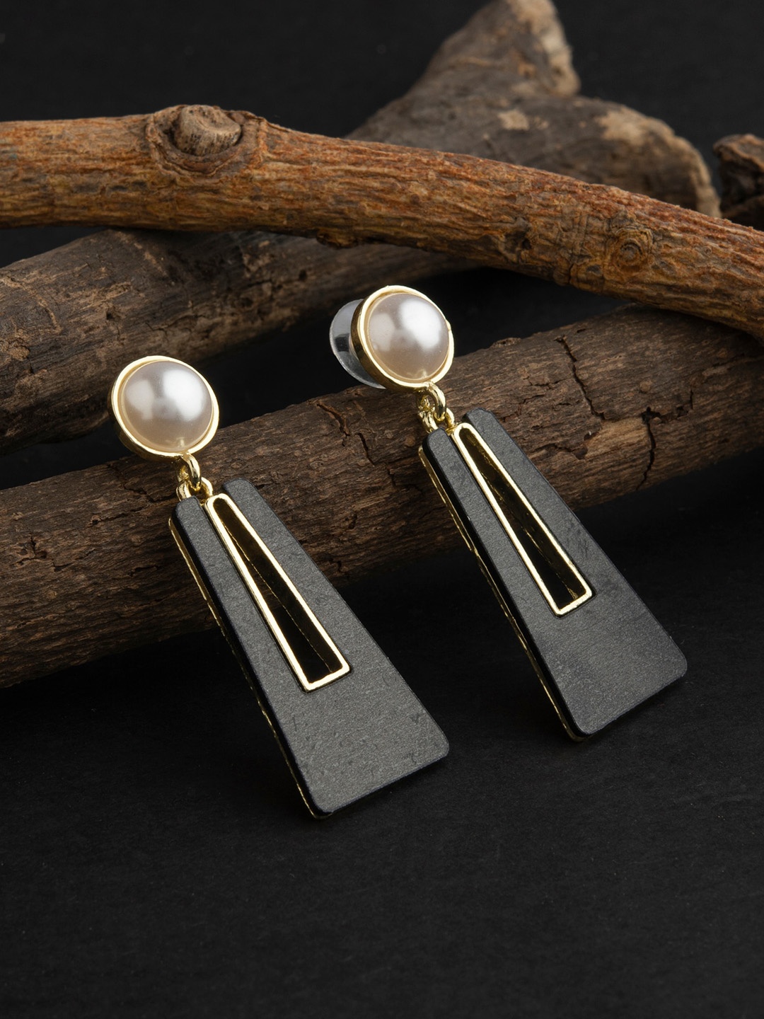 

E2O Black Contemporary Drop Earrings