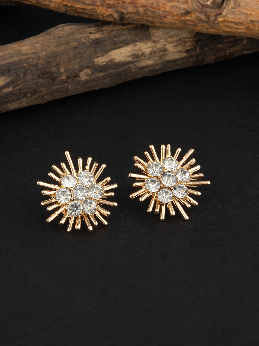 

E2O Gold-Plated White Contemporary Studs Earrings