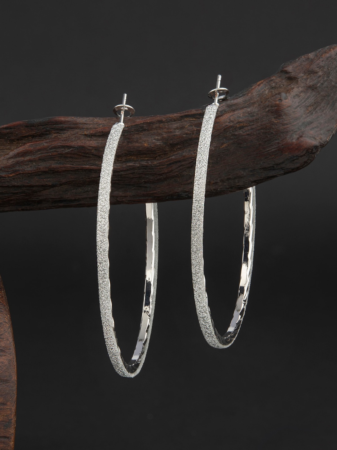 

E2O Silver Plated Contemporary Hoop Earrings