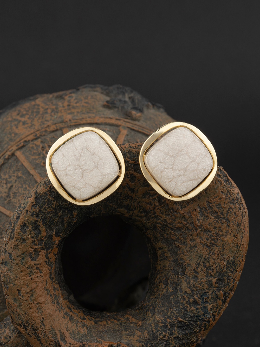 

E2O Gold-Toned Contemporary Studs Earrings