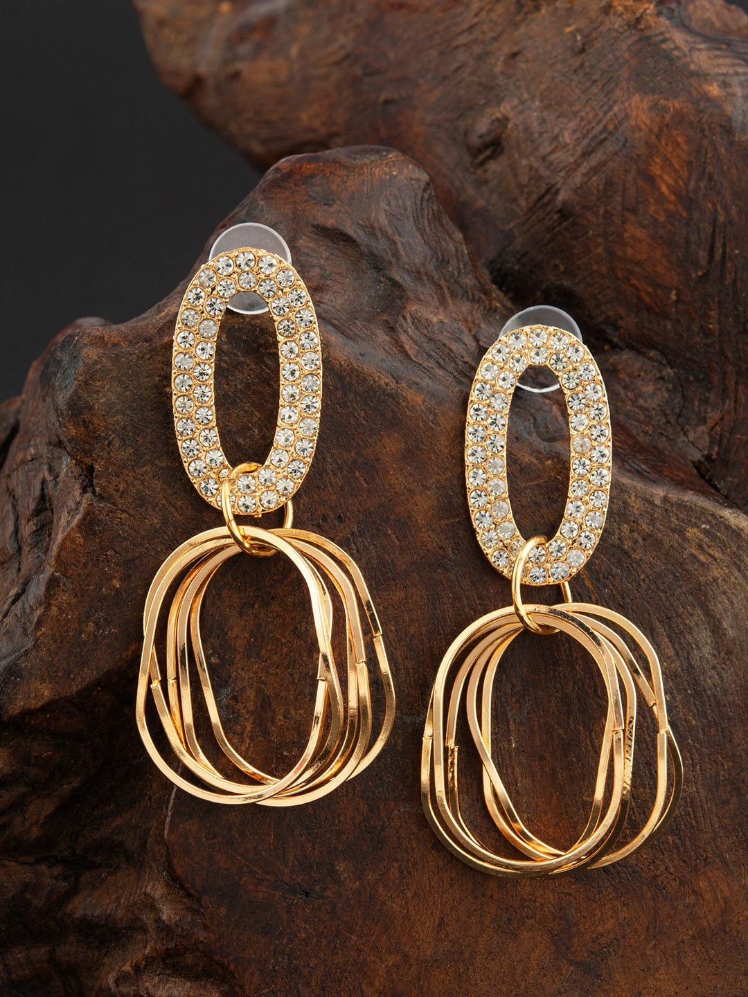 

E2O Gold-Toned Contemporary Drop Earrings