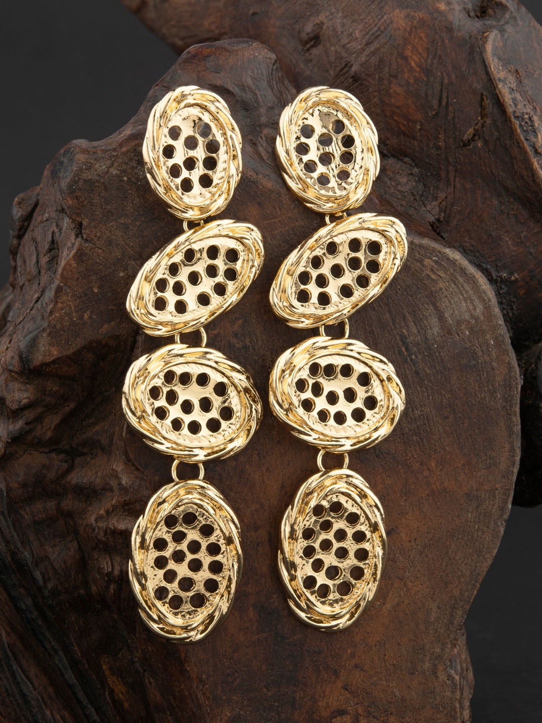 

E2O Gold-Toned Contemporary Drop Earrings