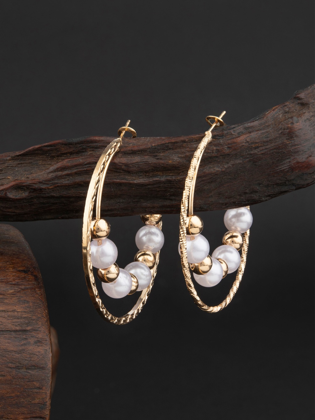 

E2O Gold-Toned Contemporary Half Hoop Earrings