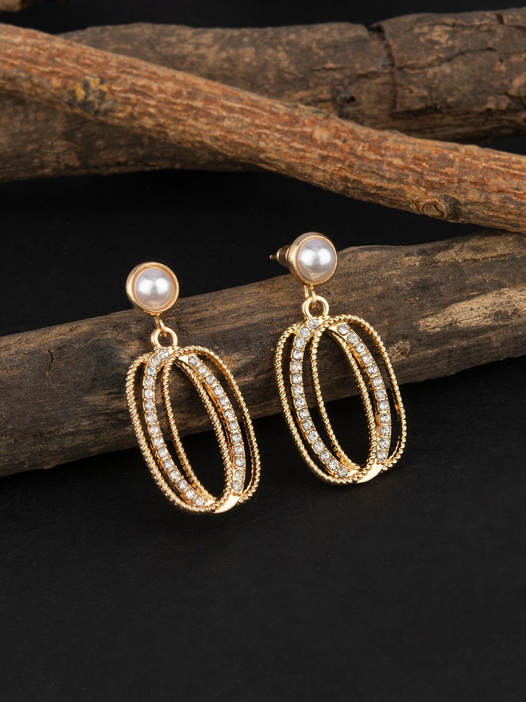 

E2O Gold-Toned Contemporary Drop Earrings