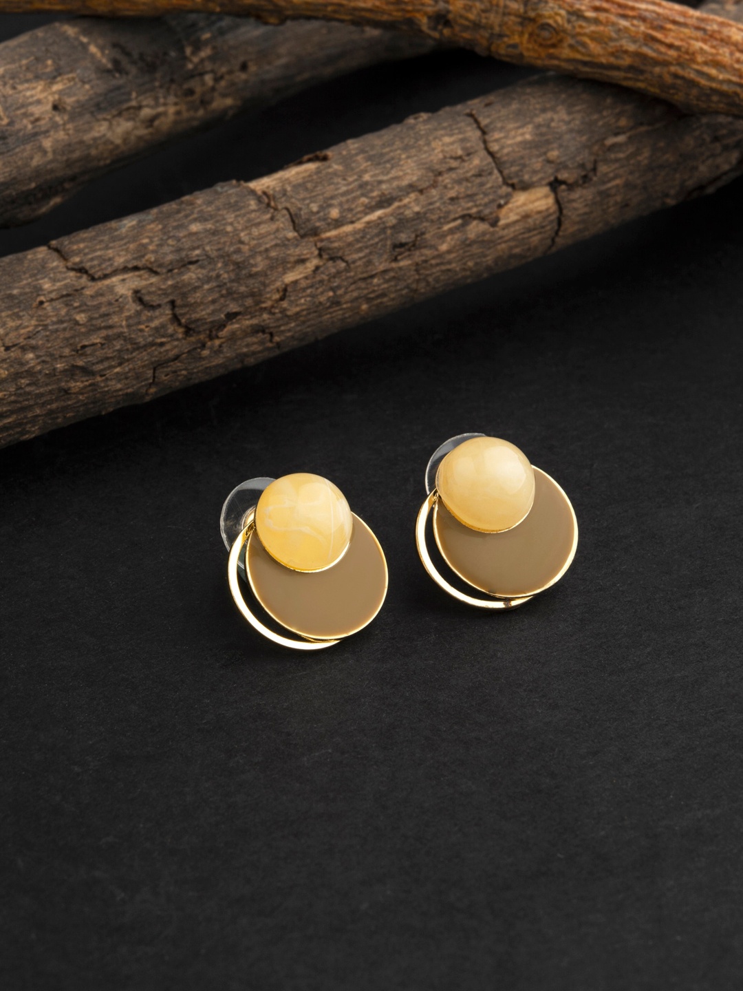 

E2O Women Gold-Toned Contemporary Studs Earrings