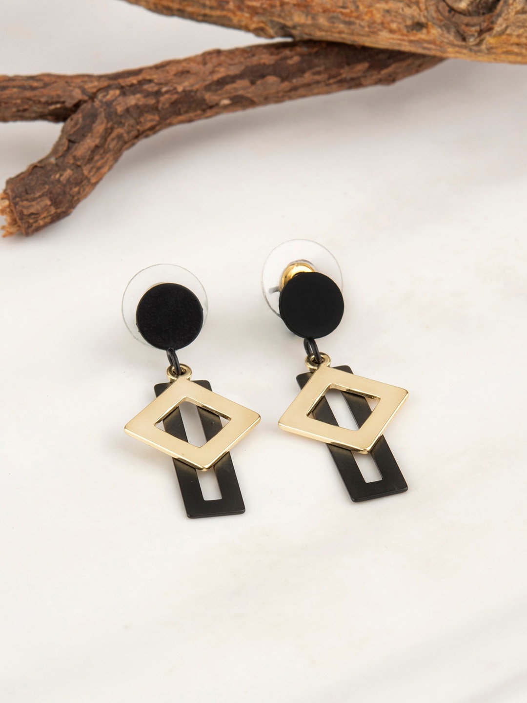 

E2O Black Contemporary Drop Earrings
