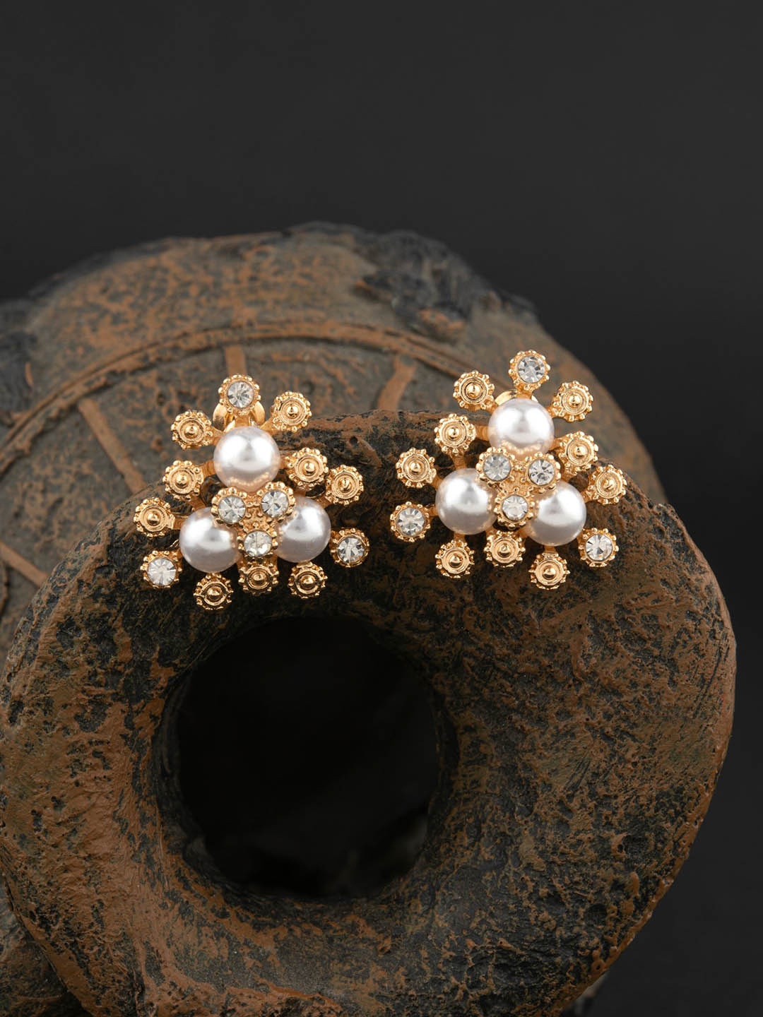 

E2O Gold-Toned Contemporary Studs Earrings