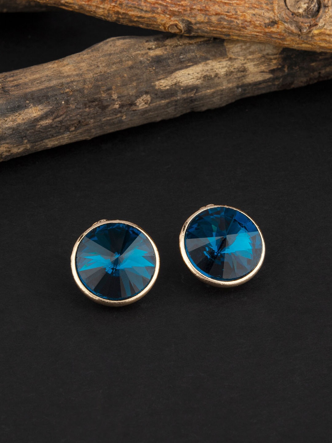 

E2O Blue Contemporary Embellished With Blue Beads Studs Earrings