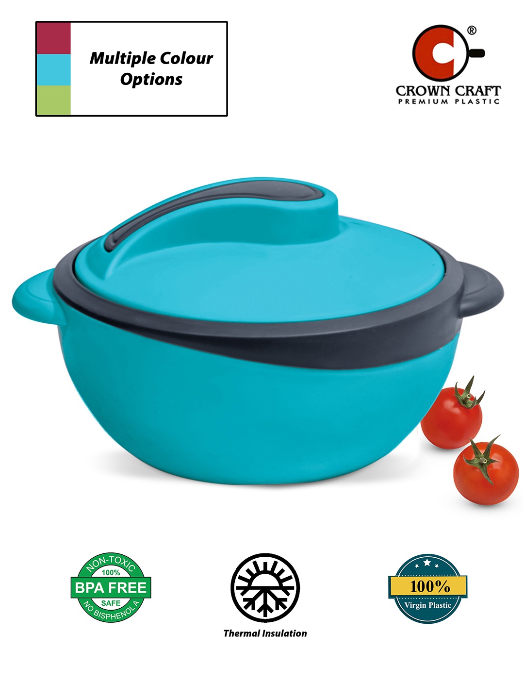 

Crown Craft Blue Solid Stainless Steel Dishwasher and microwave safe Casserole 500ml