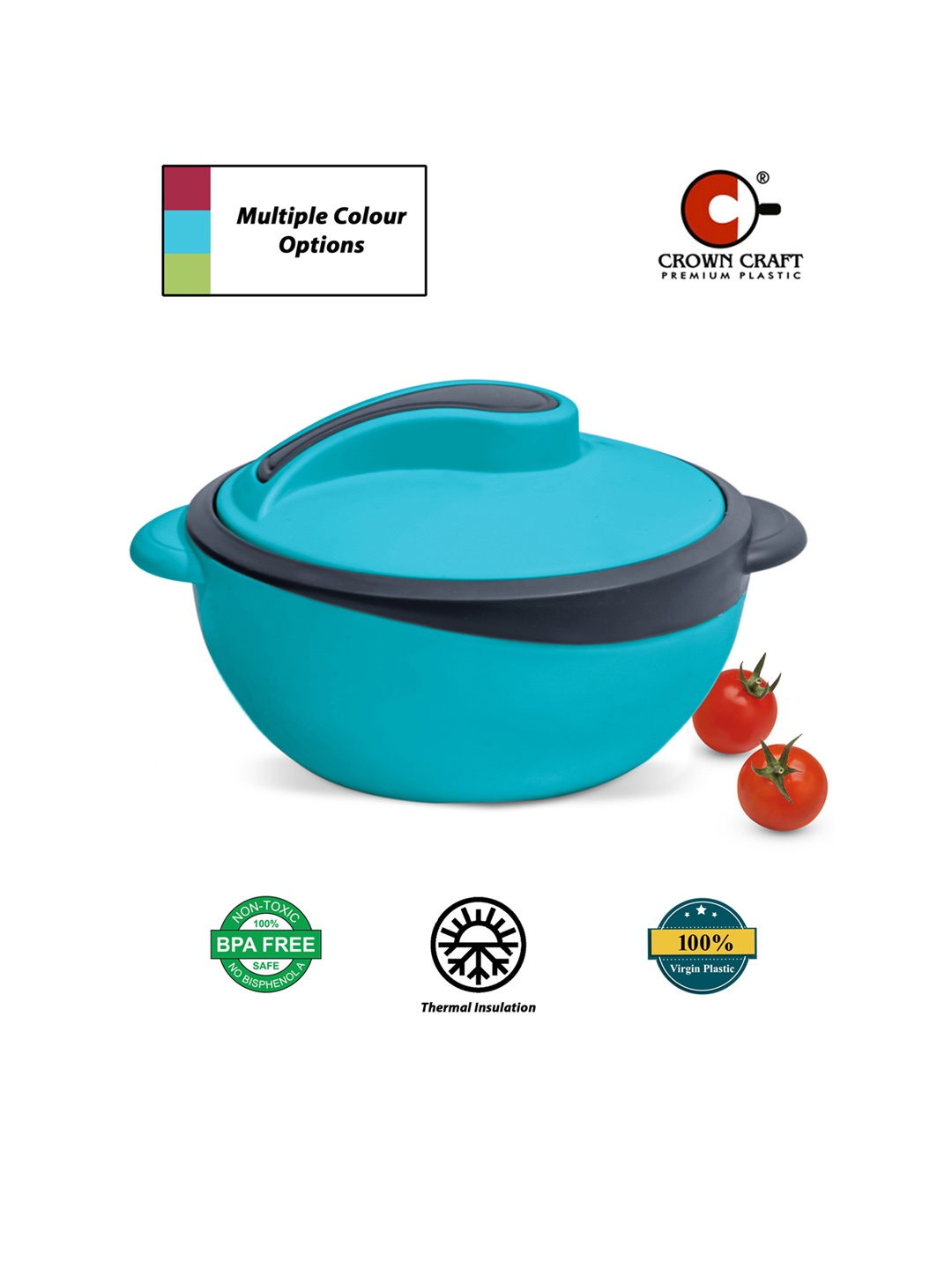 

Crown Craft Blue Solid Dishwasher and microwave safe Casserole 1.5L