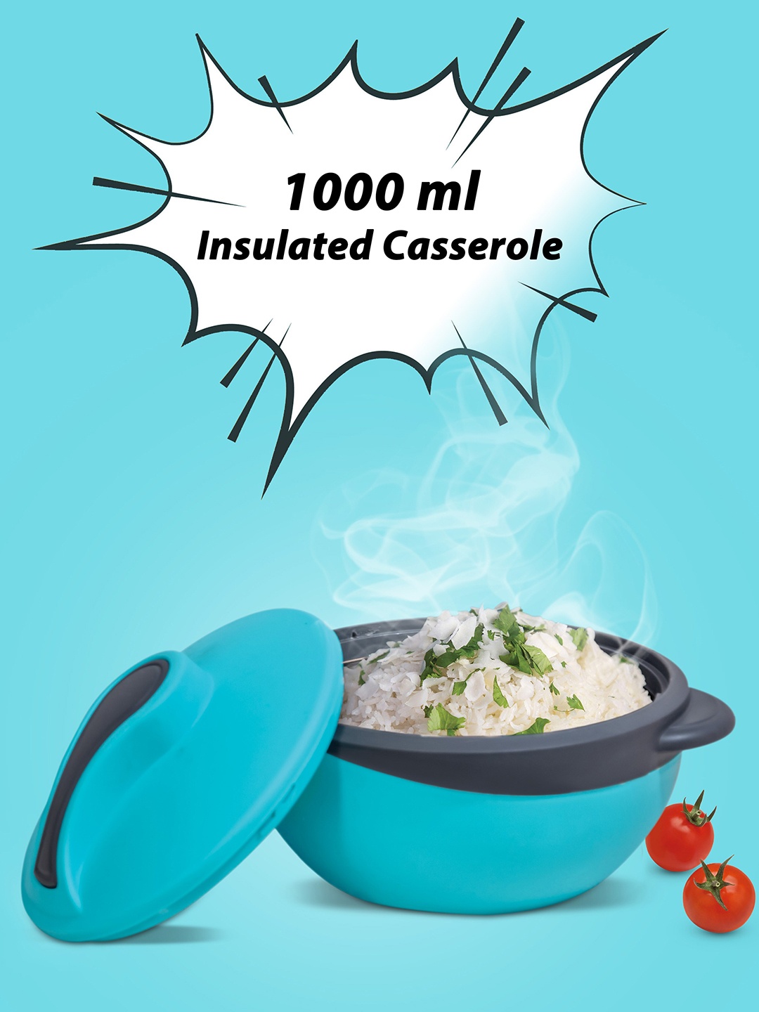 

Crown Craft Blue Solid Stainless Steel Dishwasher and microwave safe Casserole 1L