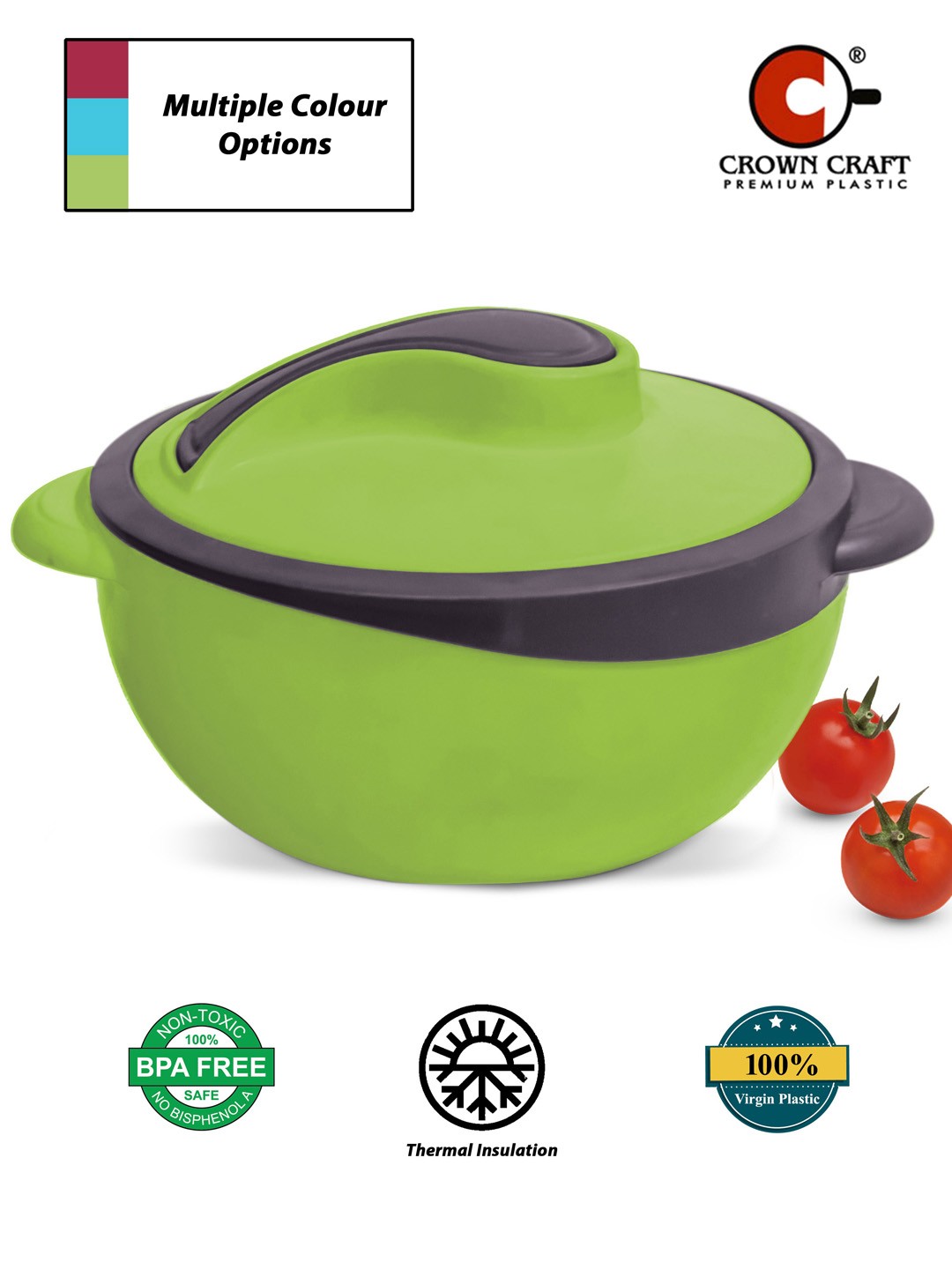 

Crown Craft Green Solid Dishwasher Safe Double Walled Casserole 1.5L