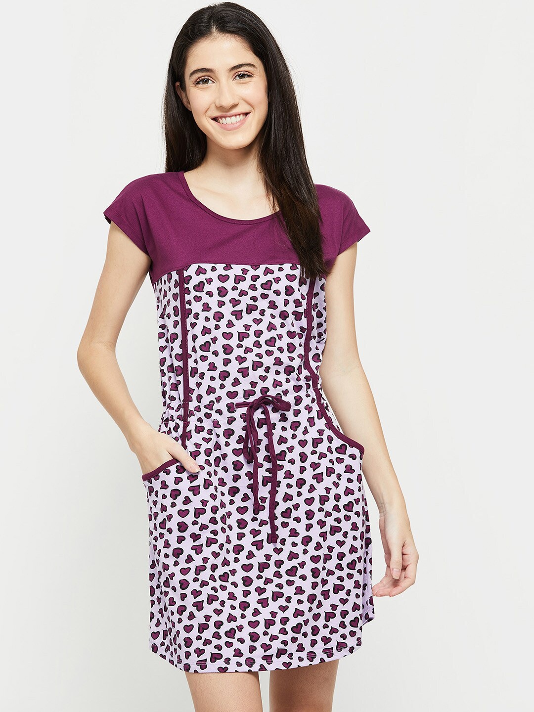 

max Women Purple Printed Nightdress
