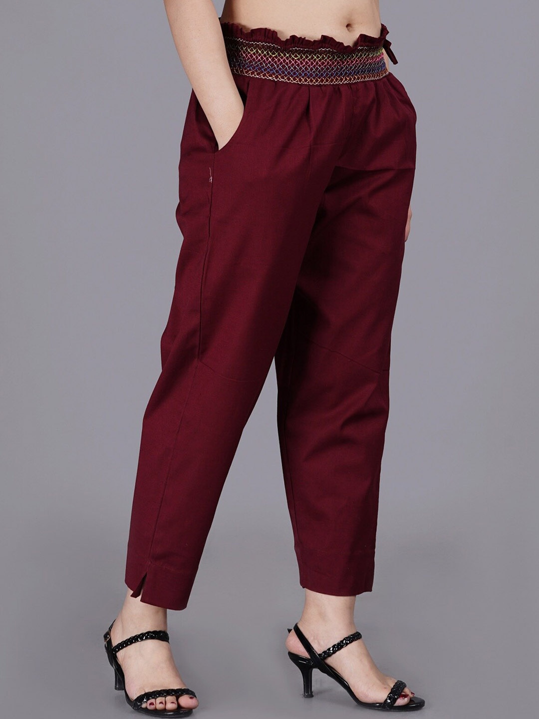 

SUMAVI-FASHION Women Maroon Trousers