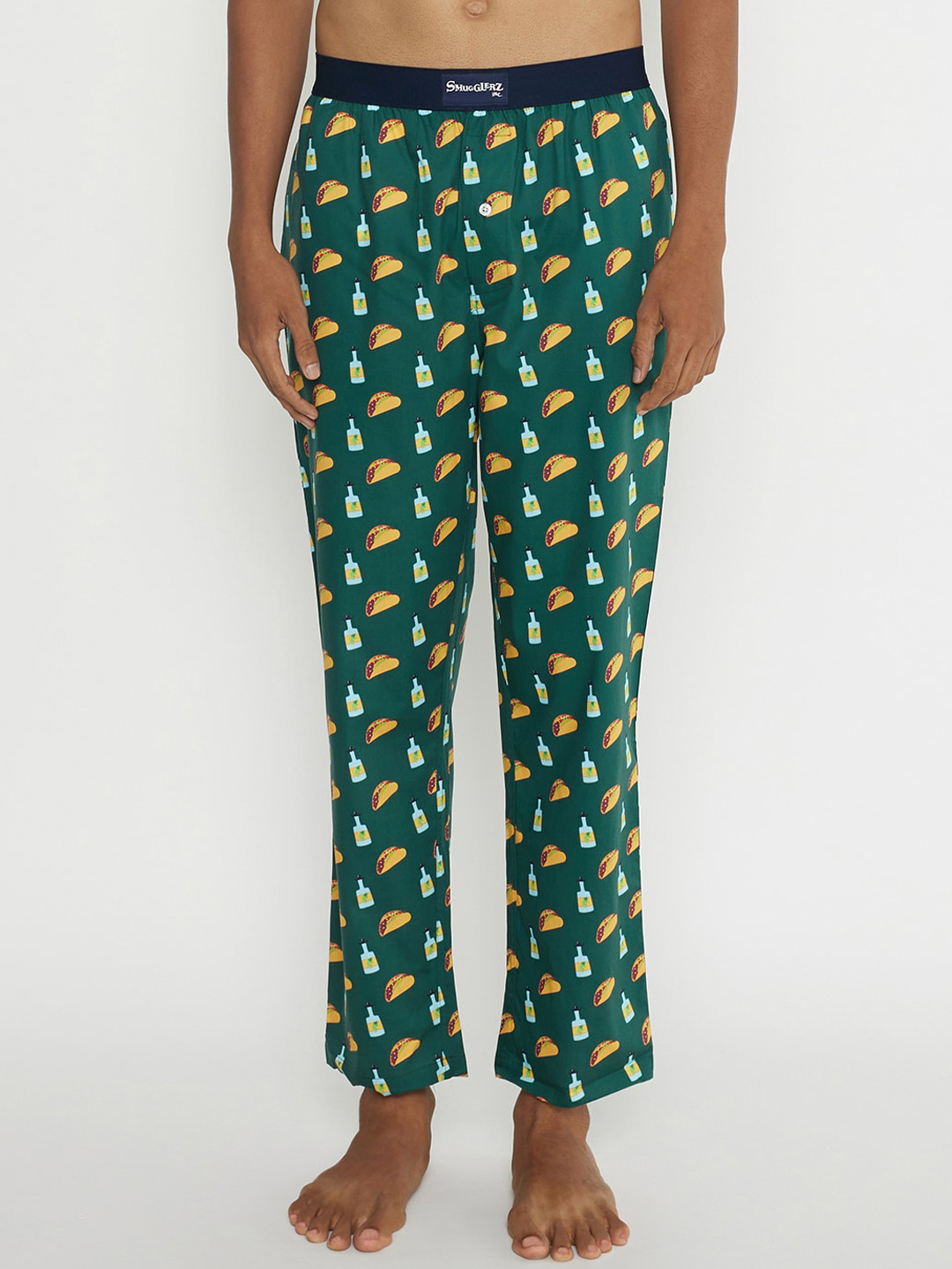 

SMUGGLERZ INC. Men Green Printed Cotton Lounge pant